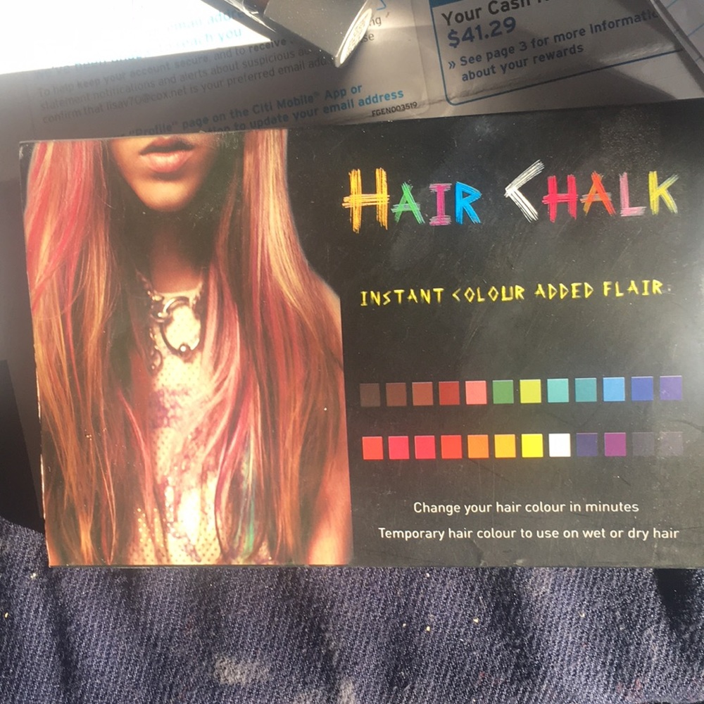 Fun temporary chalk all rainbow colors ~ Festival Rave season hair coloring fun